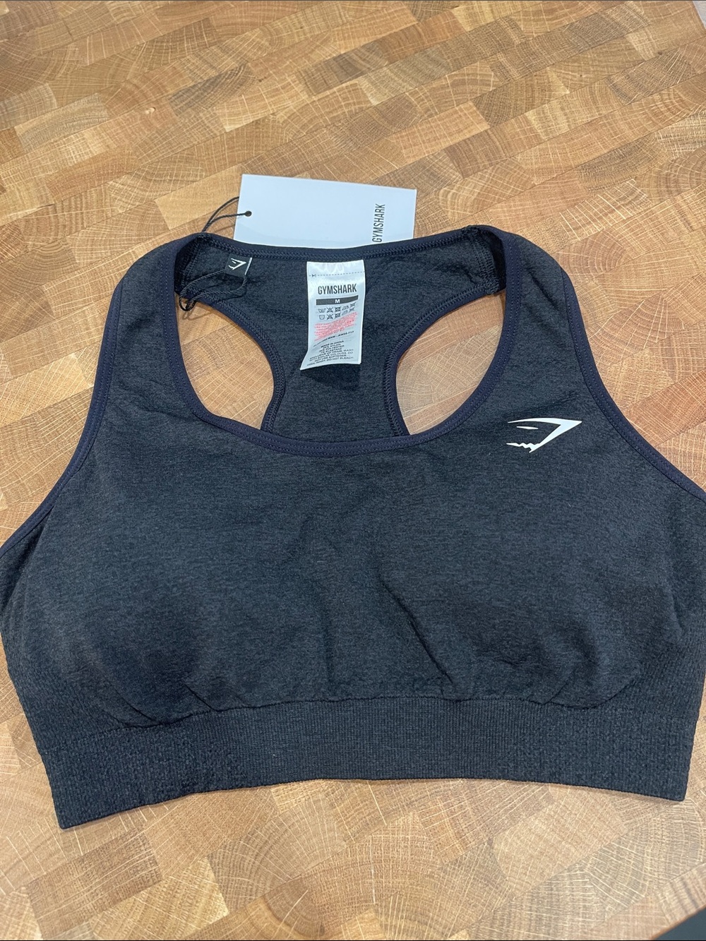 Gymshark Black Seamless Racerback Crop Sports Bra